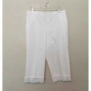 Alfred Dunner Capri Pants Womens Size 14 White Lace Hem Classic Fit Cropped